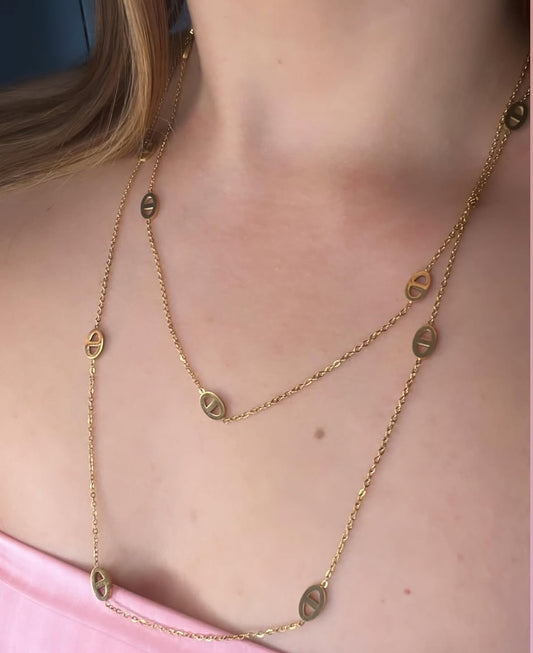 Collier sautoir maille marine doré