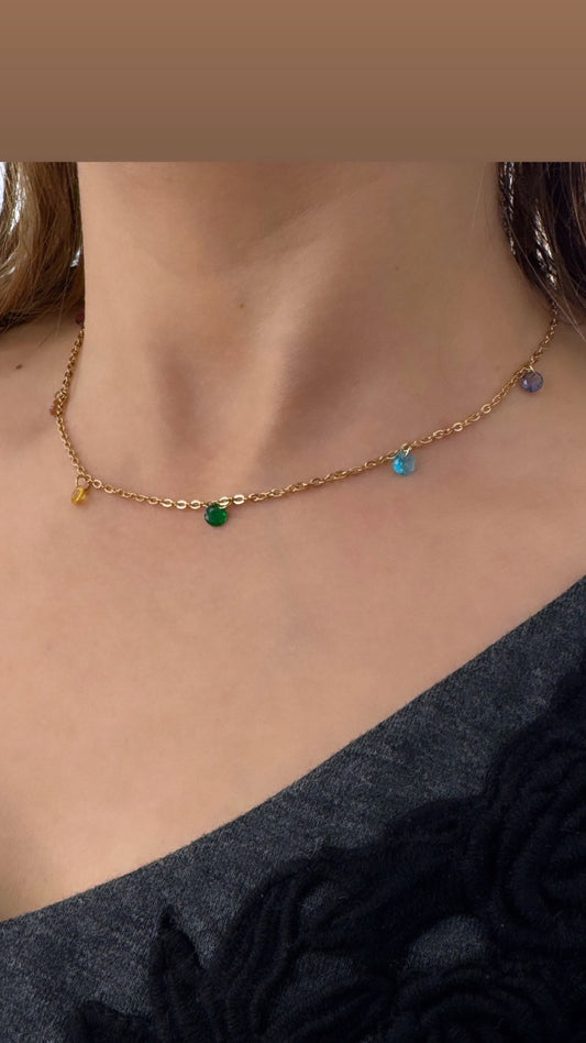 Collier ras de cou multicolore