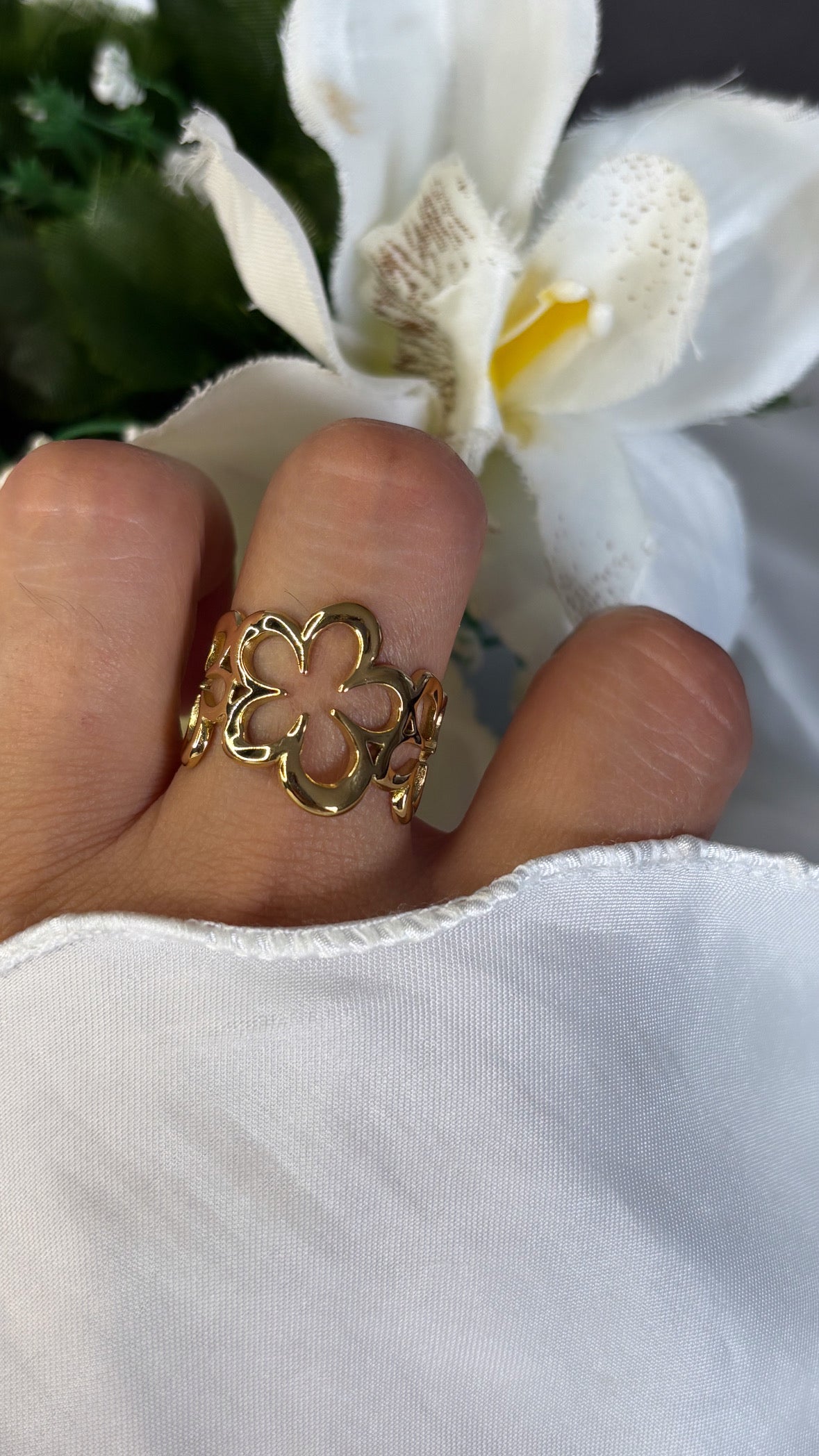 Bague maxi fleur doré