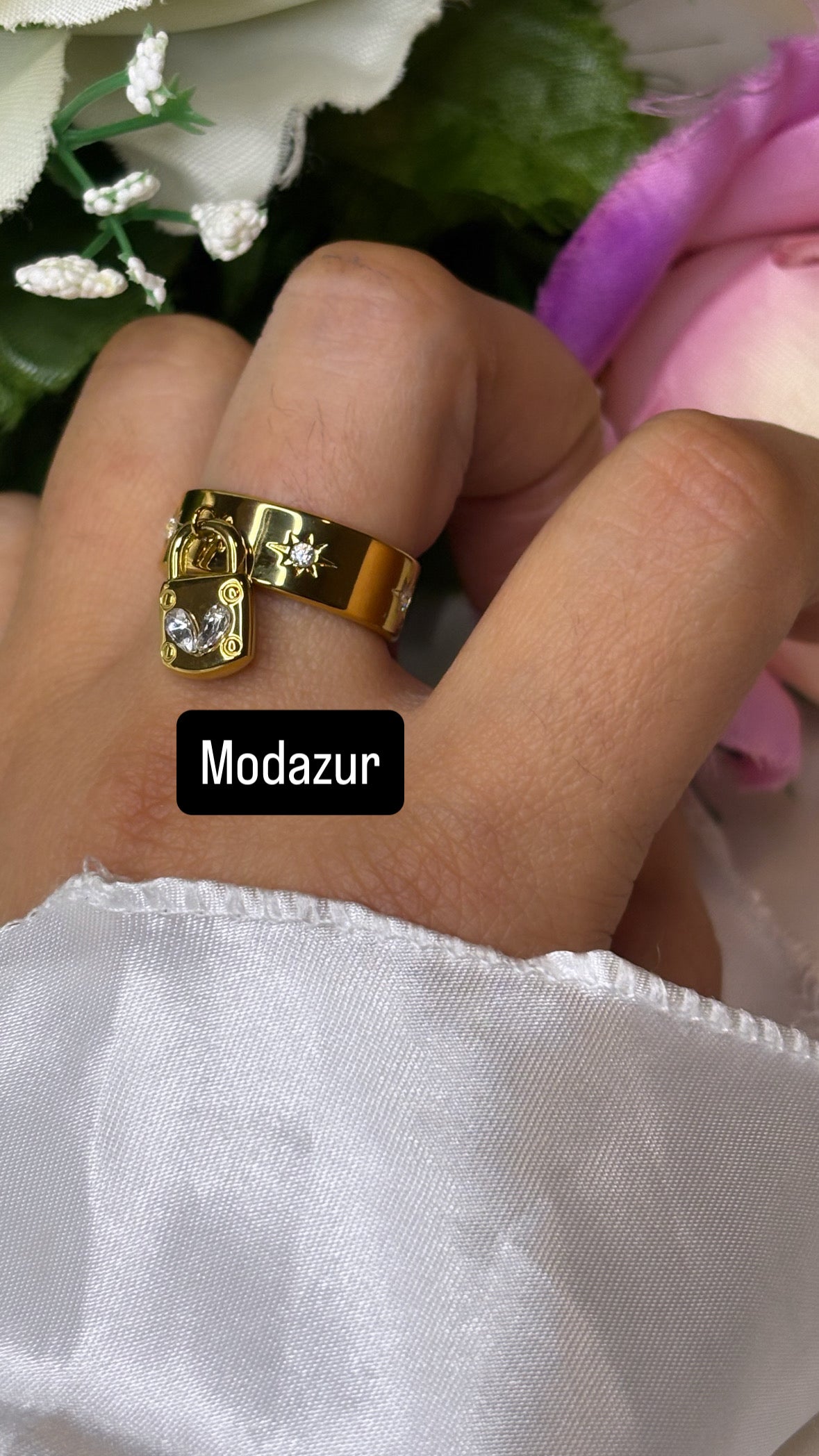 Bague breloque cadena grave coeur