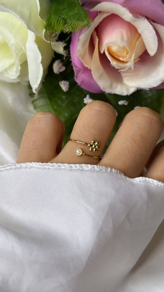 Bague fleur doré
