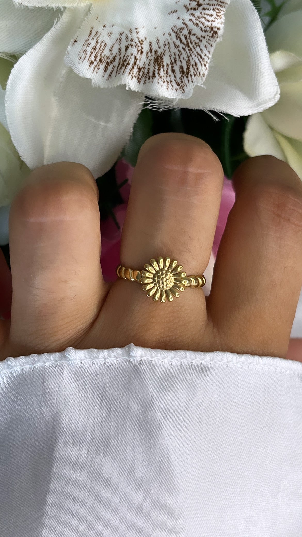 Bague fleur doré