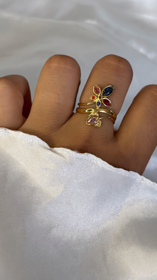 Bague multicolore doré