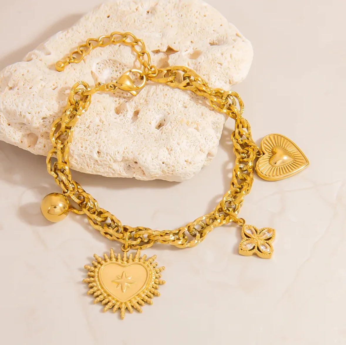 Bracelet trèfle cœur doré