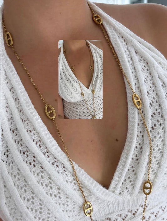 Sautoir maille marine long