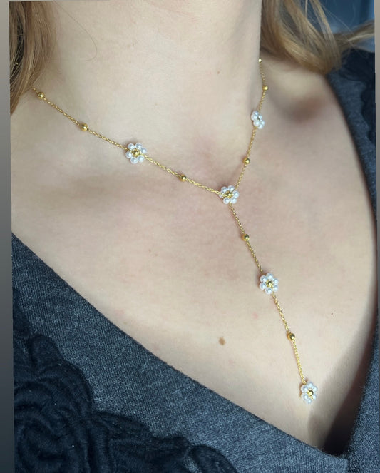 Sautoir fleur doré