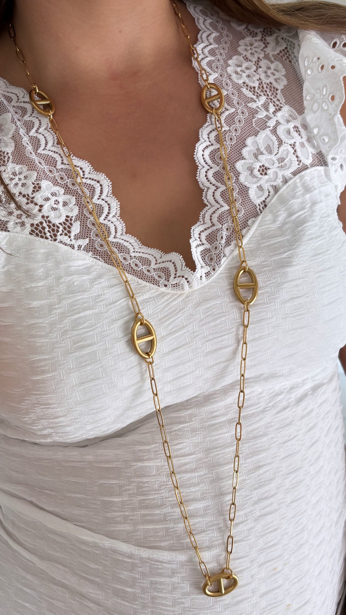 Collier sautoir maille marine