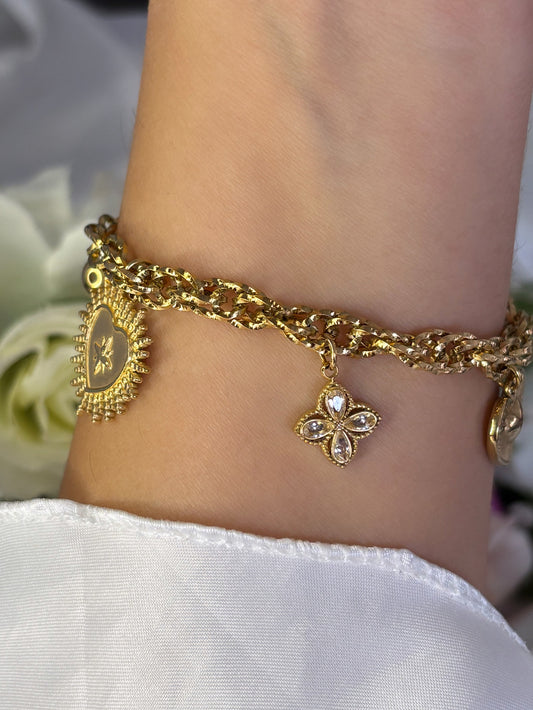 Bracelet trèfle cœur doré