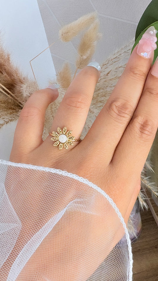 Bague fleur doré