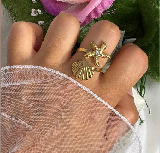 Bague double motif doré