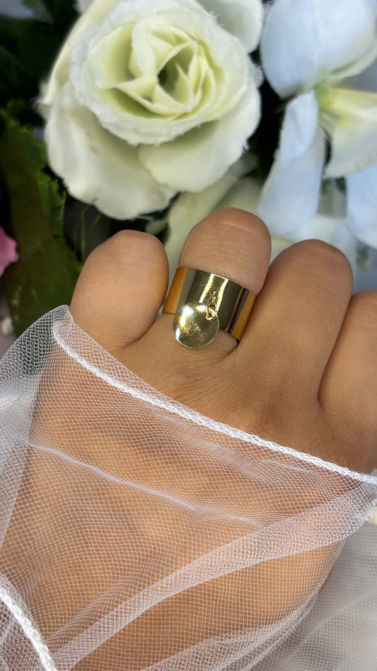Bague breloque rond doré
