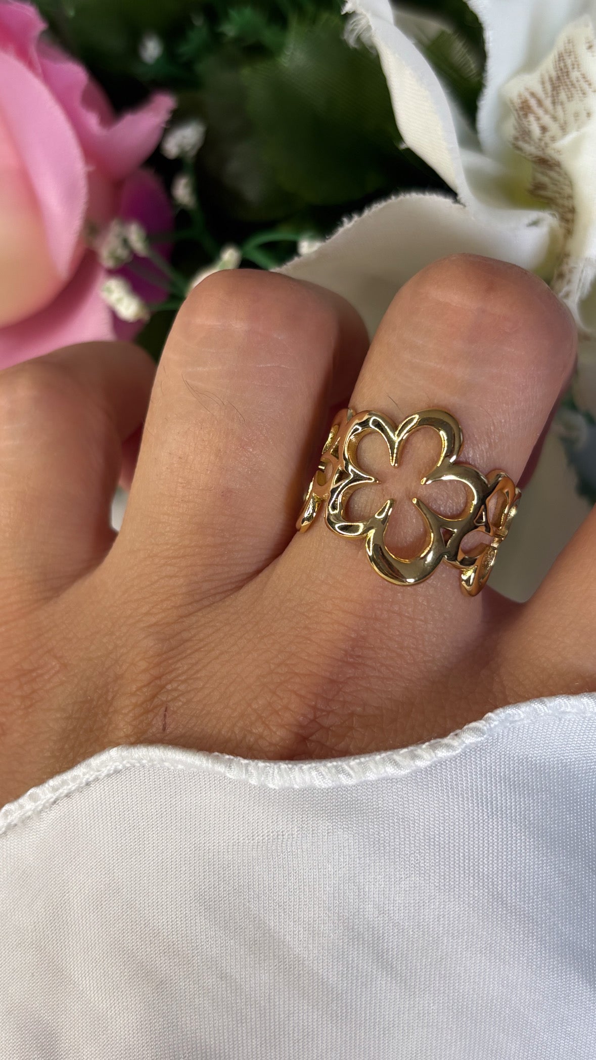Bague maxi fleur doré