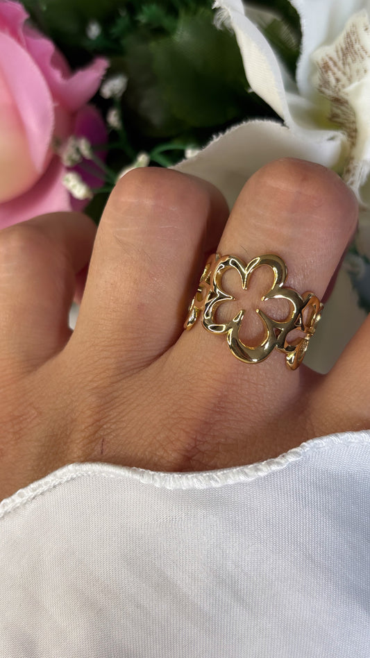 Bague maxi fleur doré