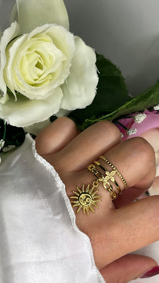 Bague soleil doré