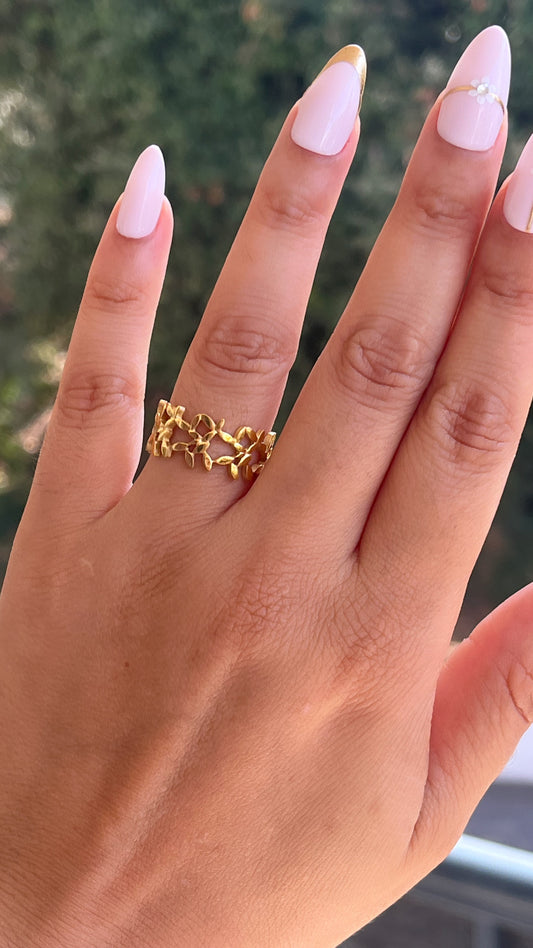 Bague motif tendance doré