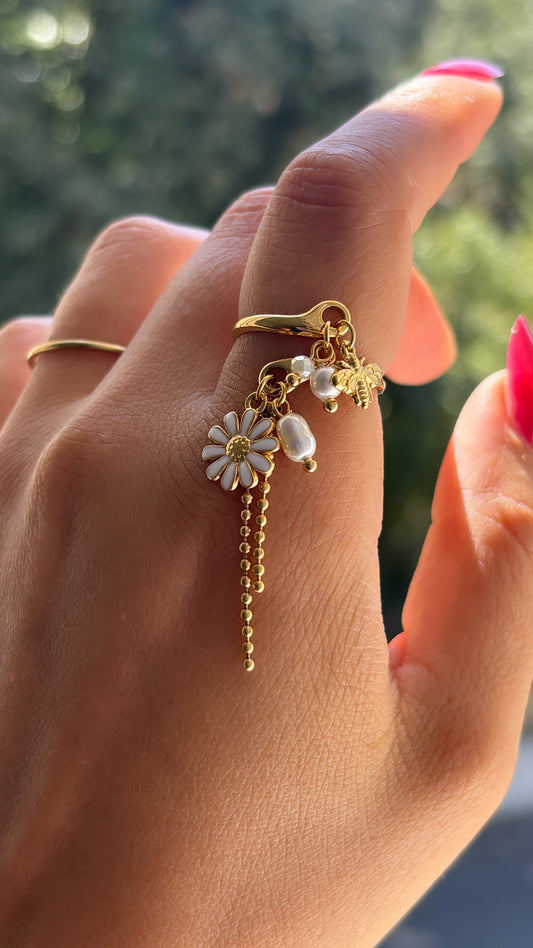 Bague breloque doré