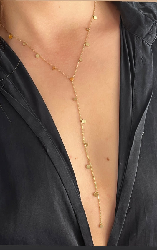 Collier sautoir motif rond doré