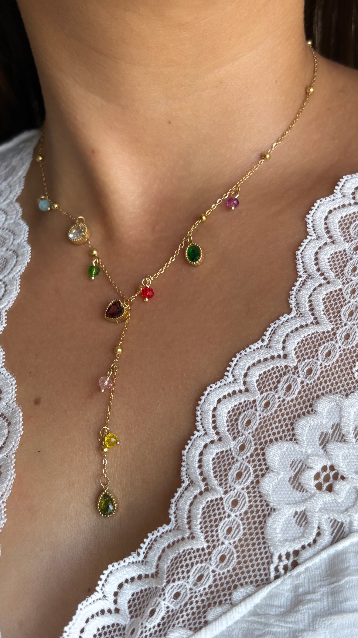Collier multicolore doré ajustable