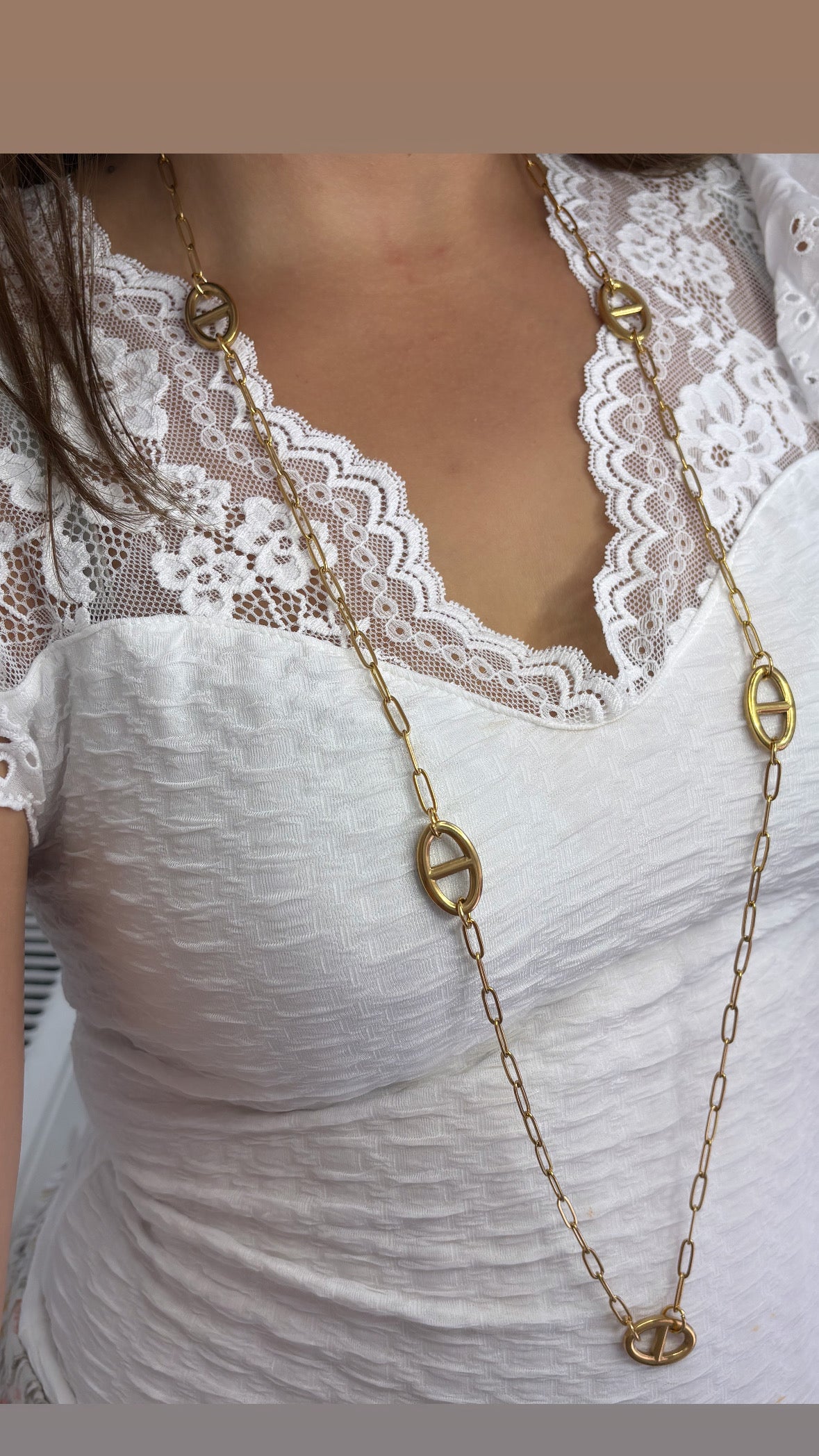 Collier sautoir maille marine