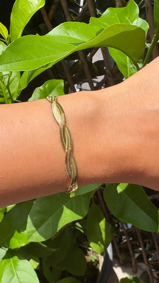 Bracelet doré maille croisé