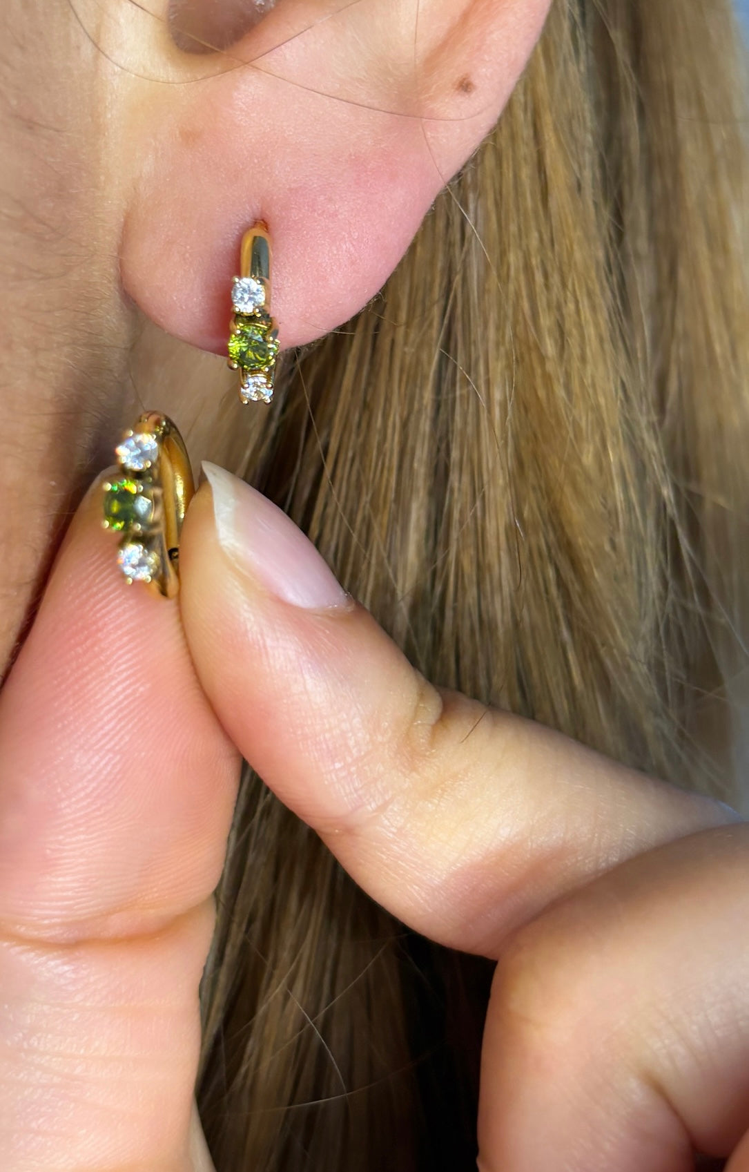 Boucles d’oreilles strass vert