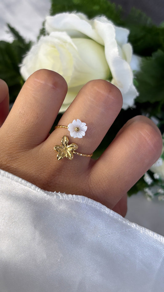 Bague fleur doré