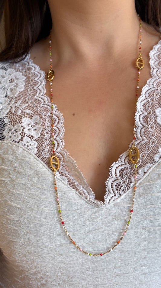 Collier sautoir multicolore