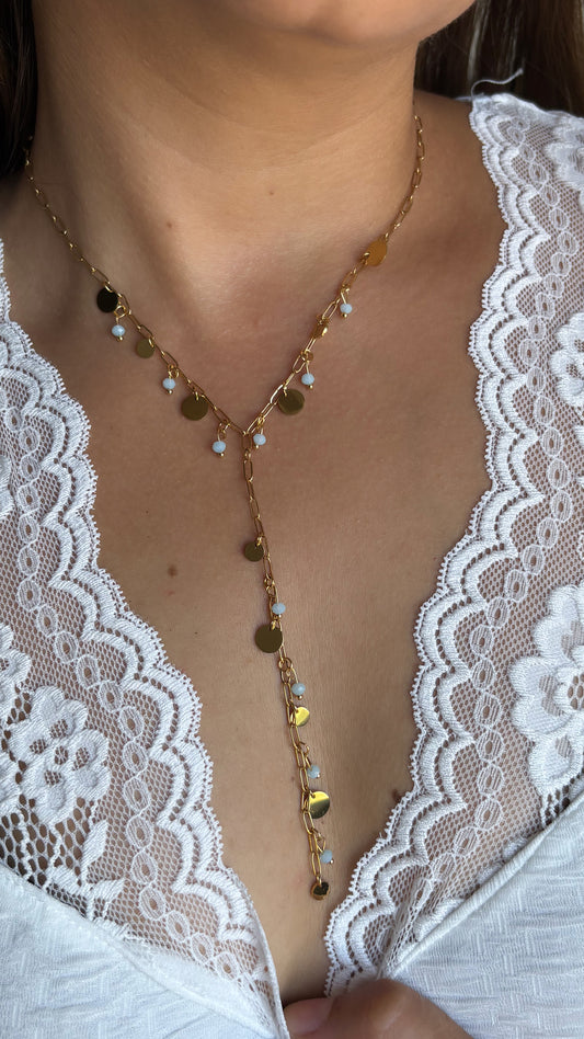 Collier sautoir pampilles doré