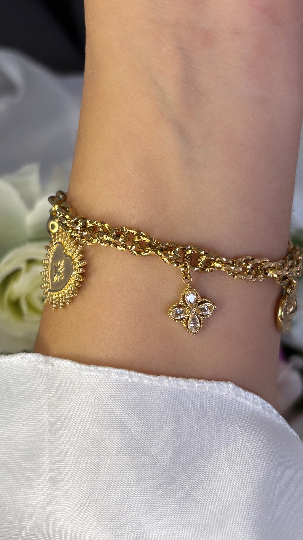 Bracelet trèfle cœur doré