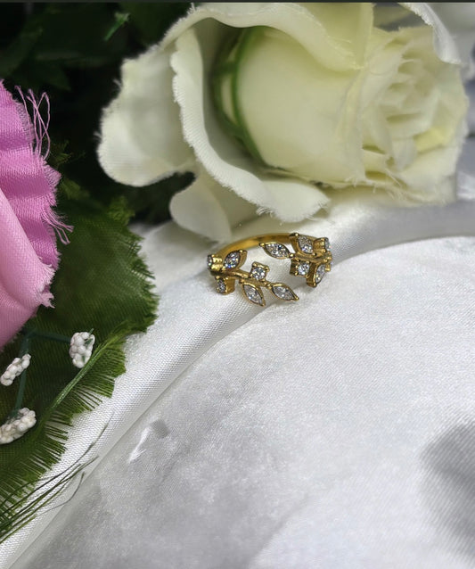 Bague feuille doré