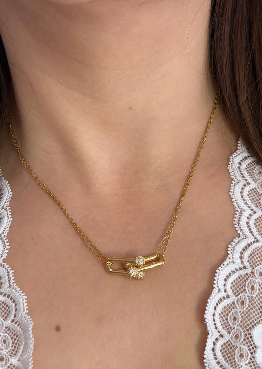 Collier doré à strass