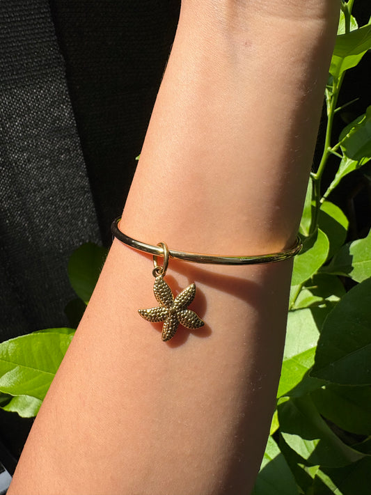 Bracelet jonc coquillage doré
