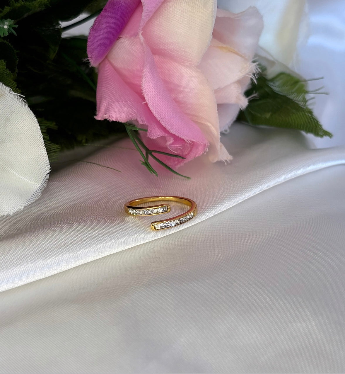 Bague double strass doré