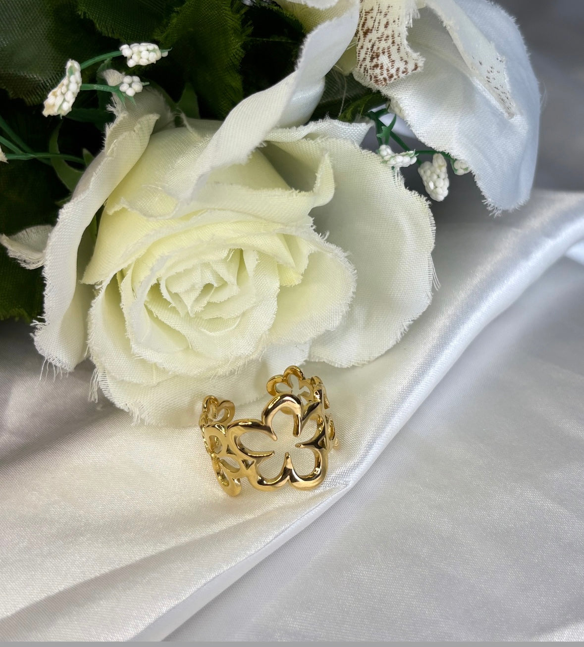 Bague maxi fleur doré