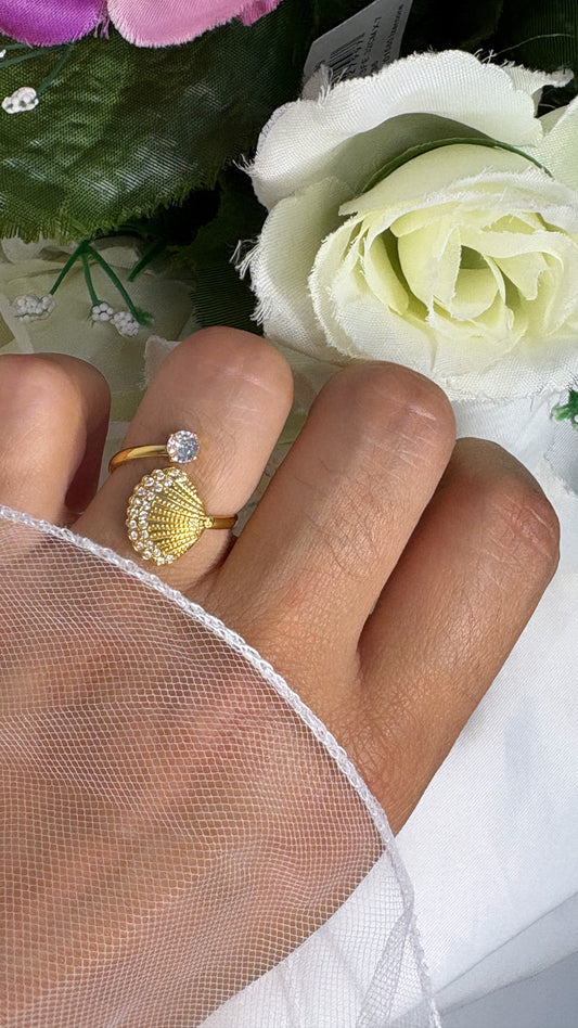 Bague coquillage doré