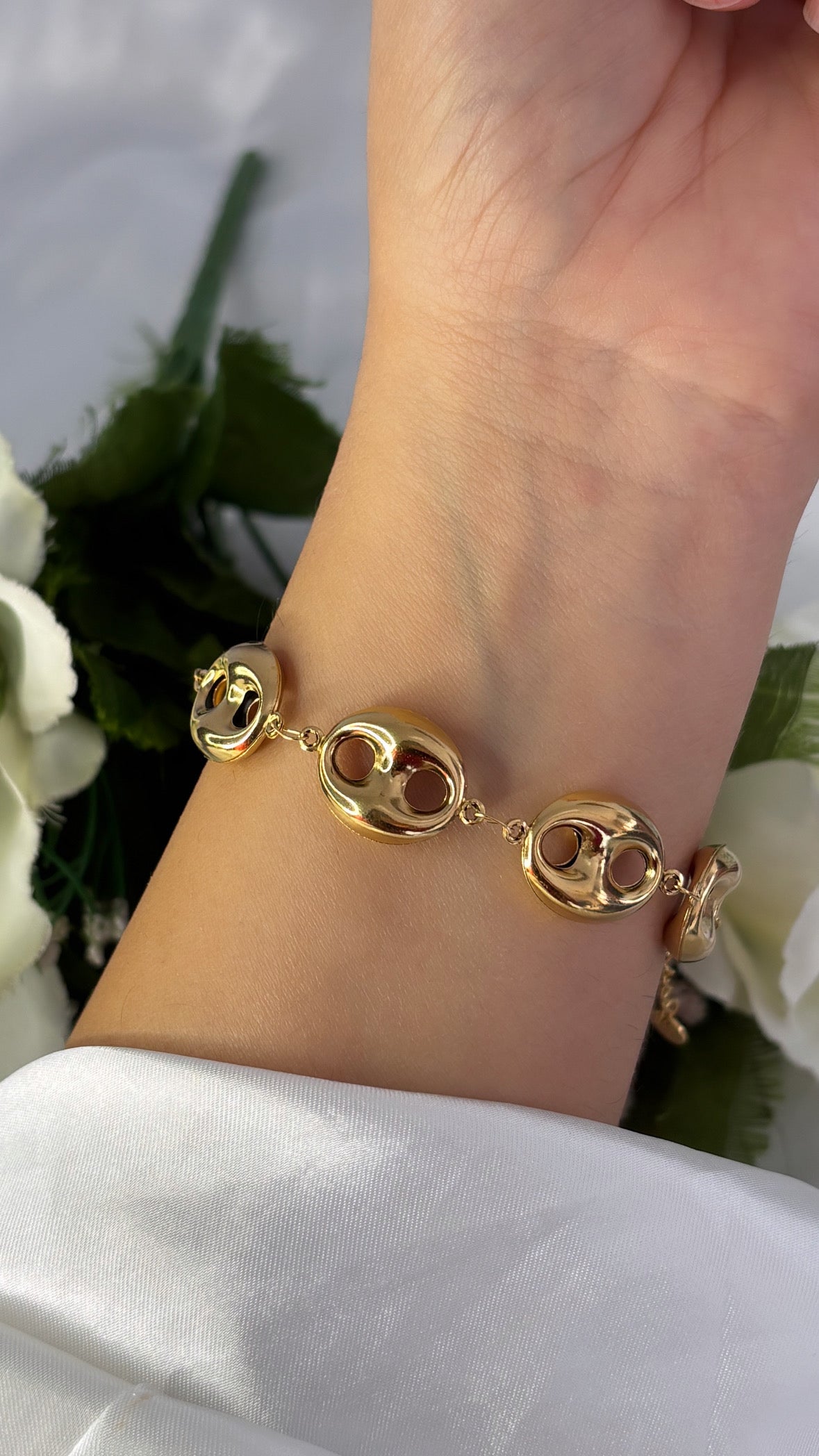 Bracelet graine de café doré