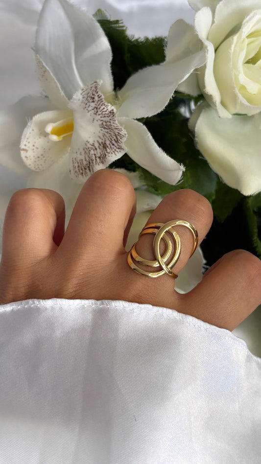 Bague doré en acier inoxydable