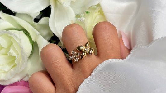 Bague double fleur doré
