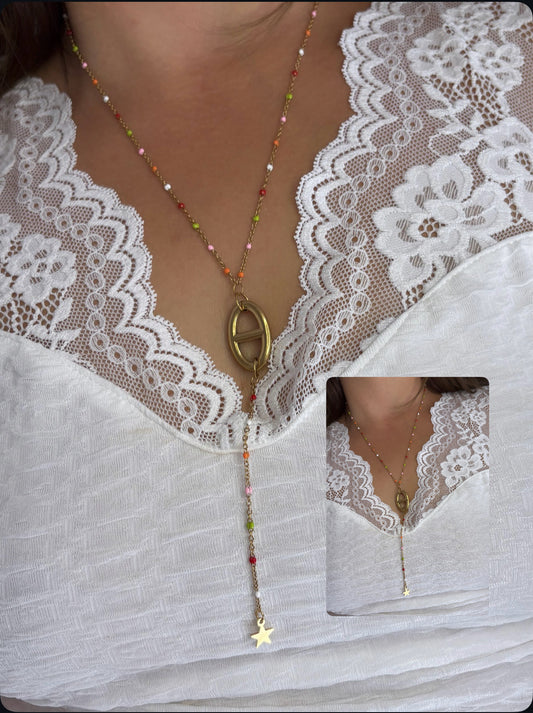 Collier sautoir multicolore