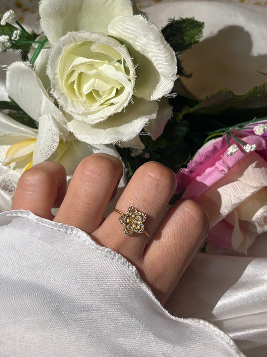 Bague fleur strass