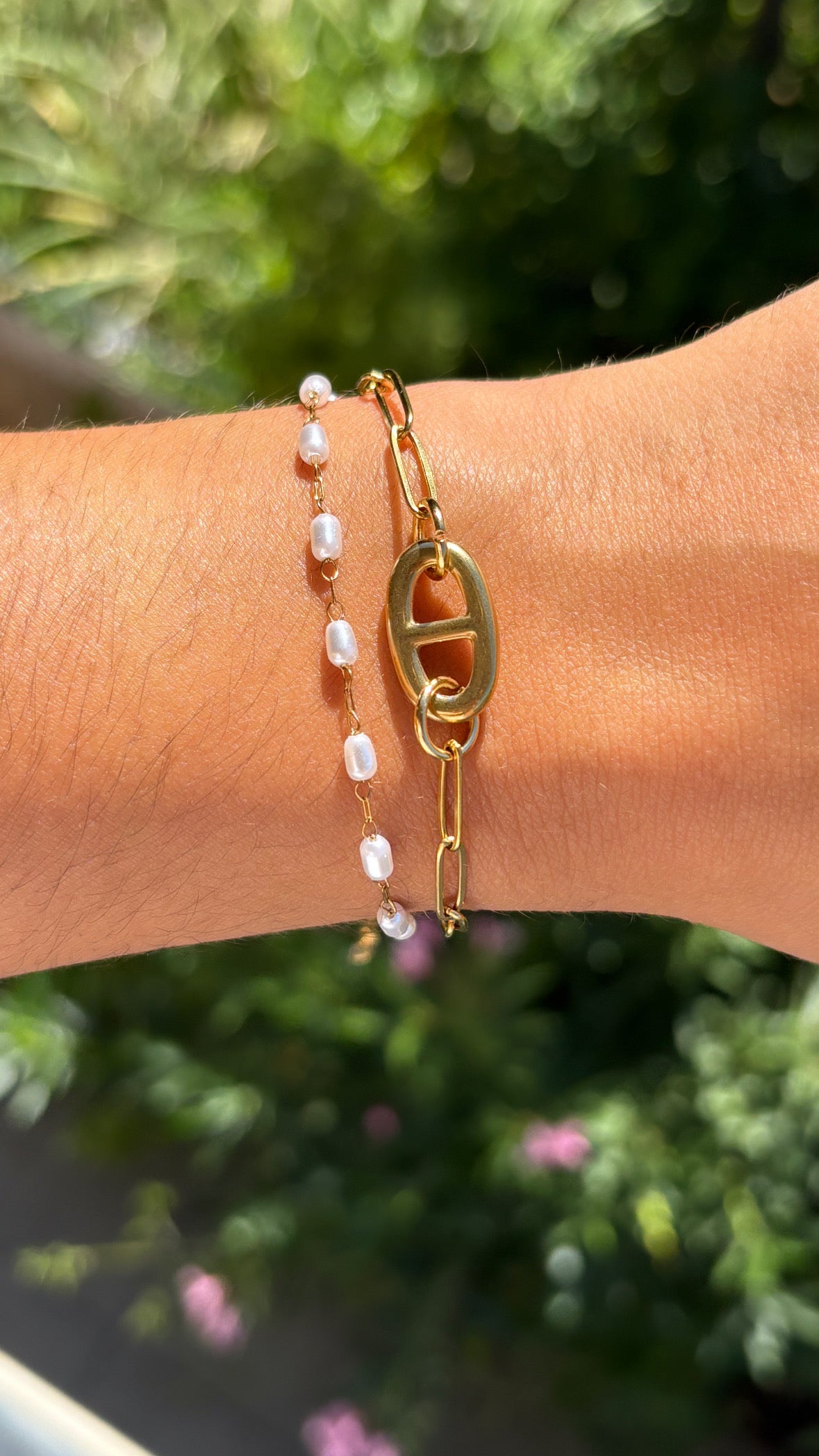 Bracelet double chaîne doré