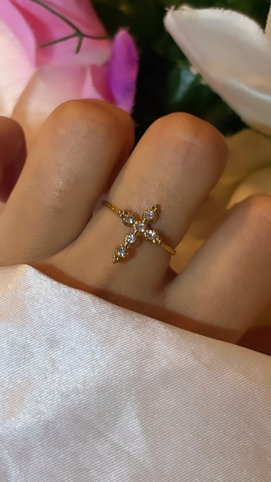 Bague à strass doré