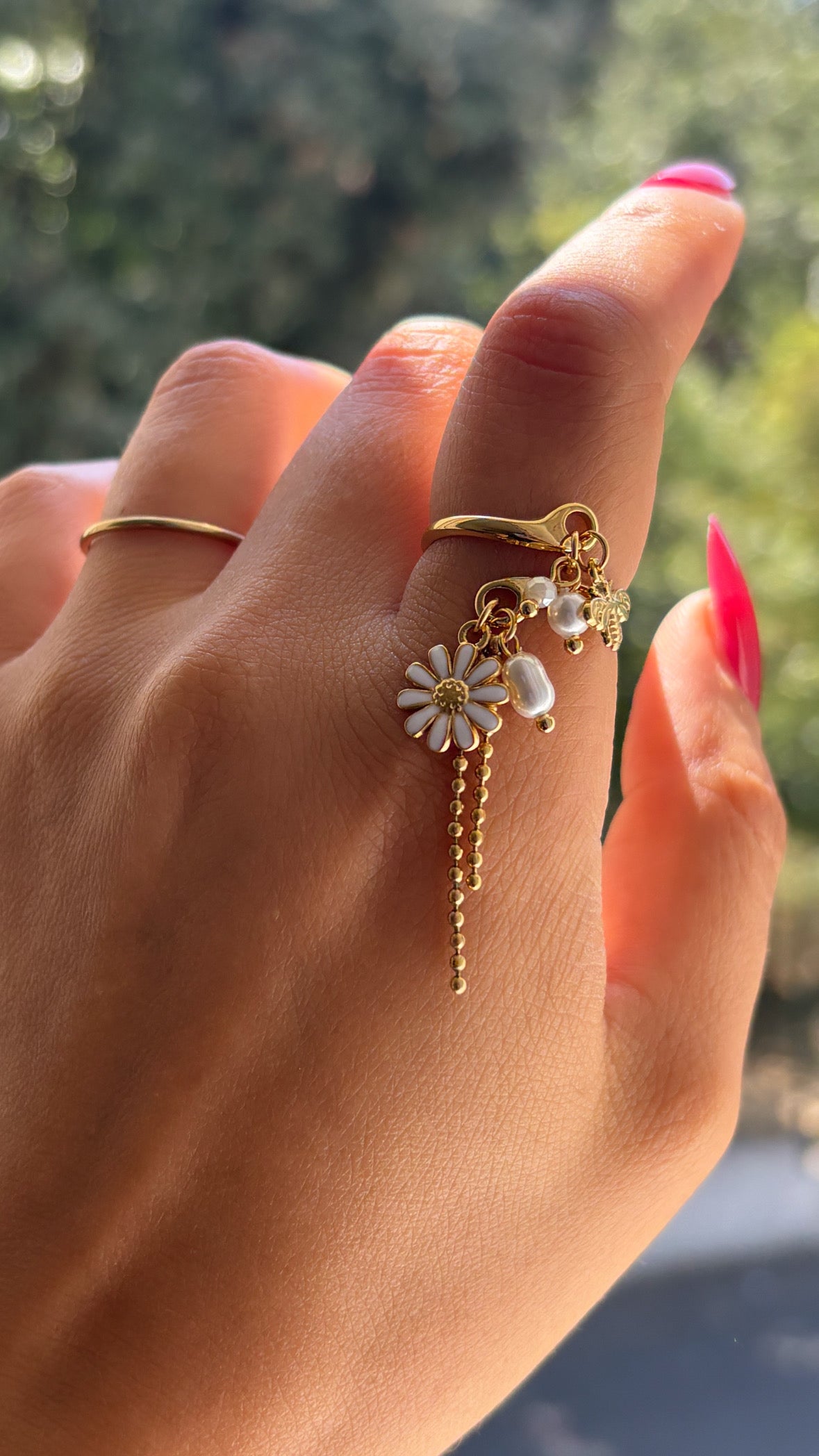 Bague breloque doré
