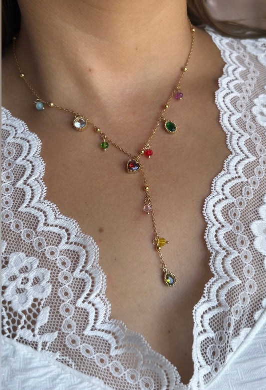 Collier multicolore doré ajustable