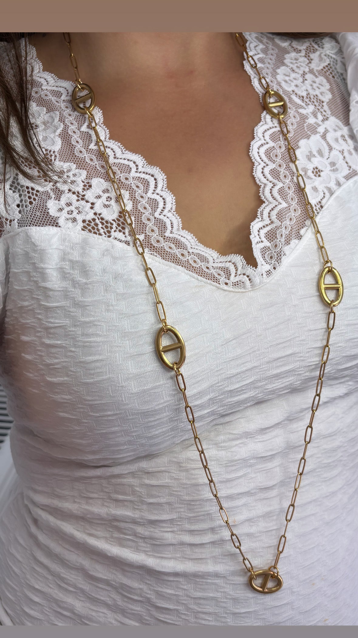 Collier sautoir maille marine