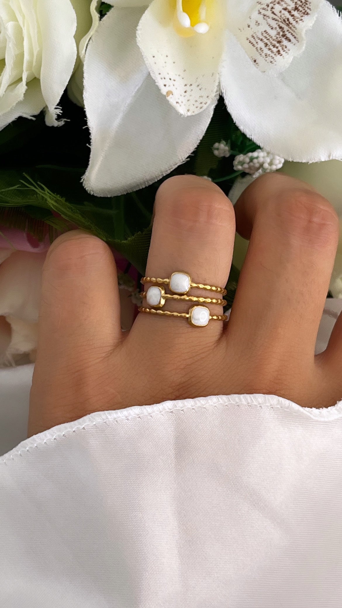 Bague perle blanches