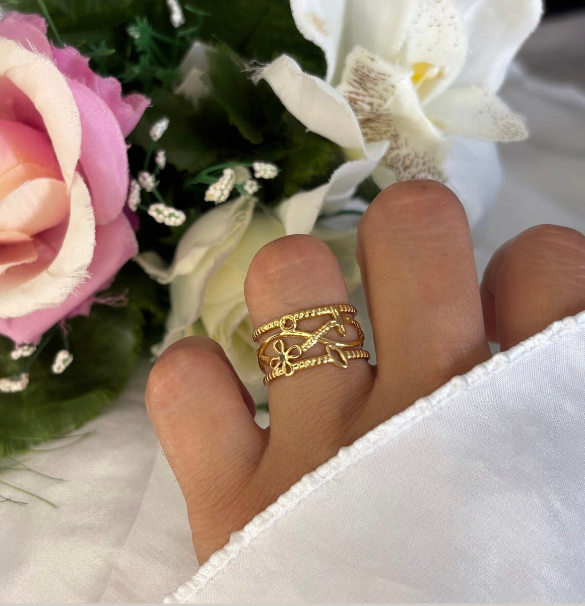 Bague doré à motif