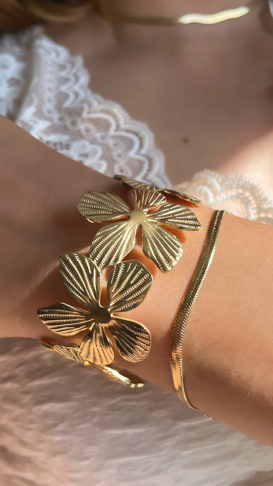 Bracelet flower doré