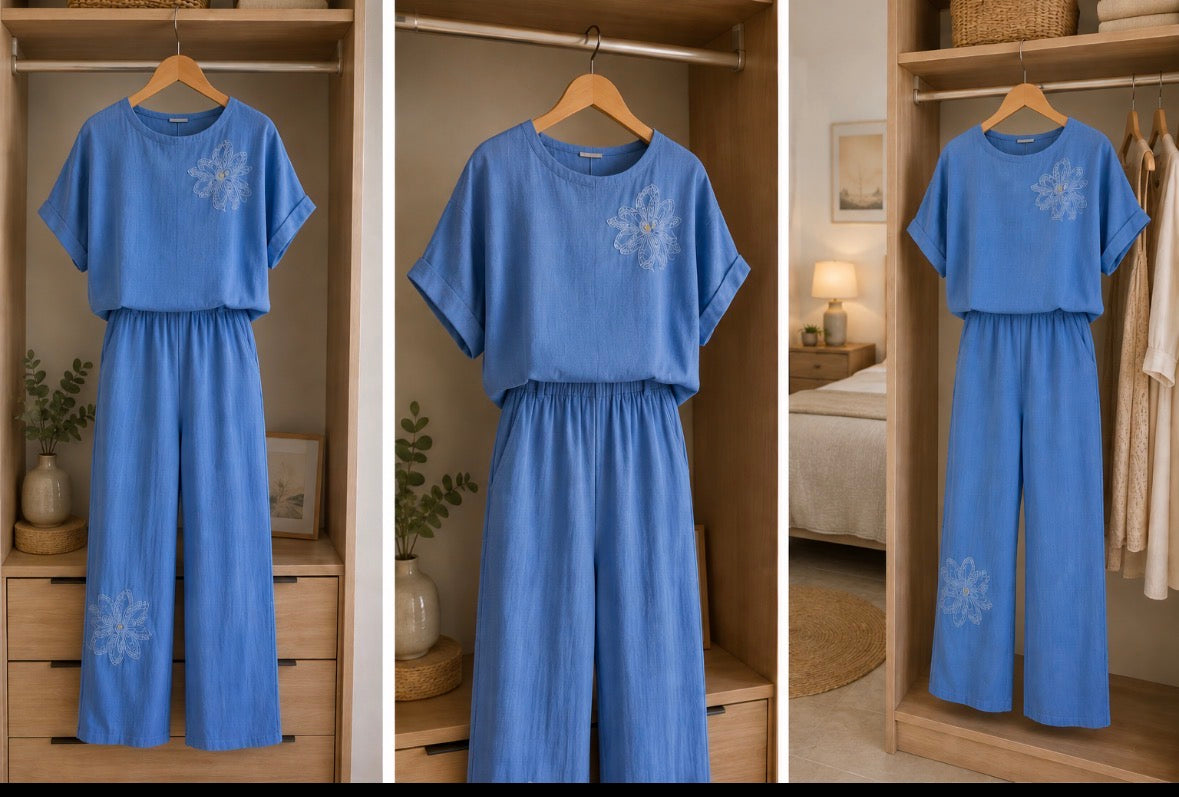Ensemble brodé fleur