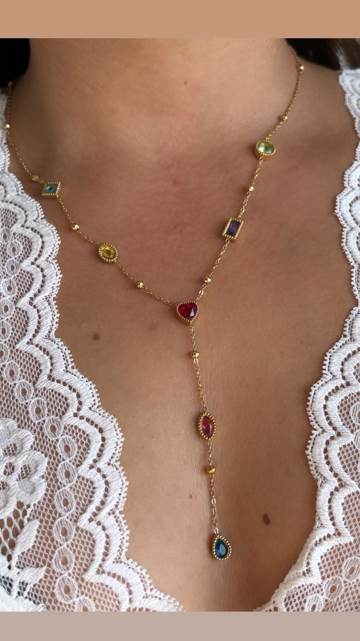 Collier sautoir multicolore